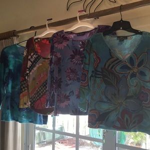 Multi colored 3/4 sleeve tops with beading